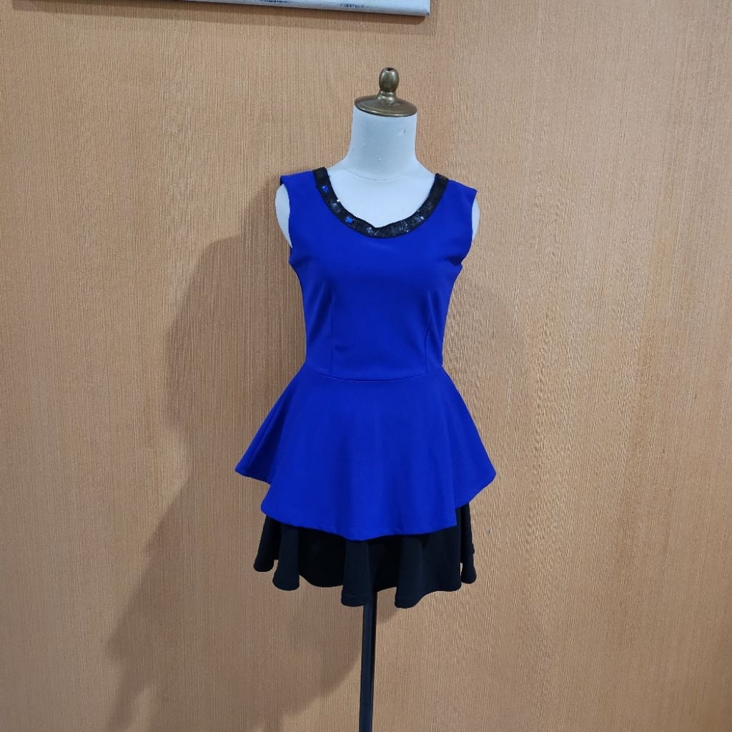 atasan wanita birel biru elektrik CAROL cewek S blouse M cute MEWAH kutung tebal bagus