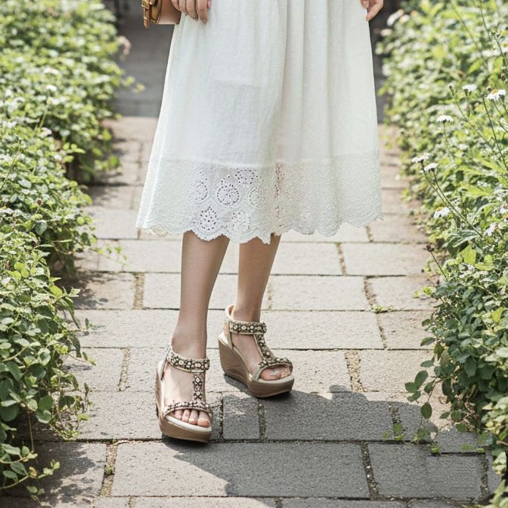 Preloved Emory Petite Style Sepatu Sandal Cream