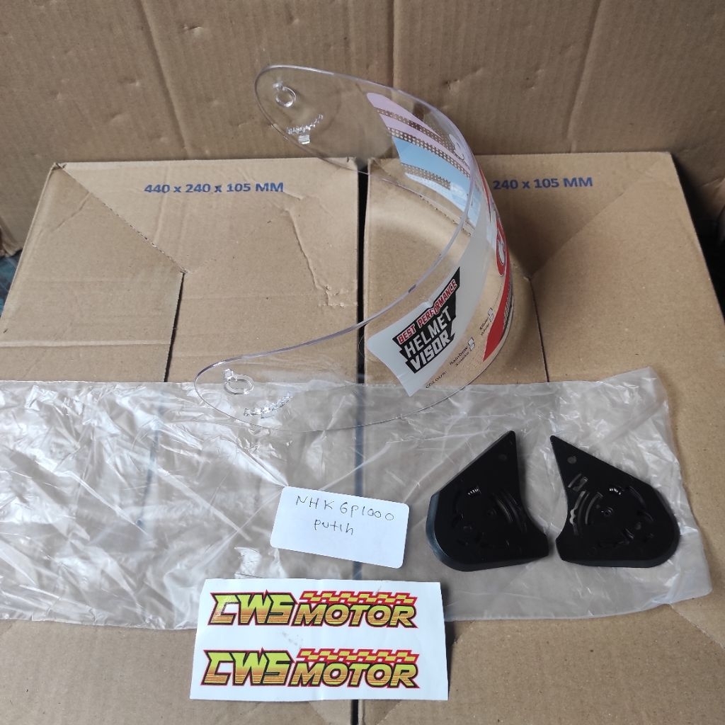 Kaca helm fullface NHK GP 1000 GP TECH putih original nemo ( bonus rachet )
