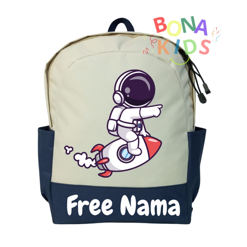RANSEL ANAK ROKET ASTRONOT TAS SEKOLAH ANAK TK SD PAUD FREE NAMA