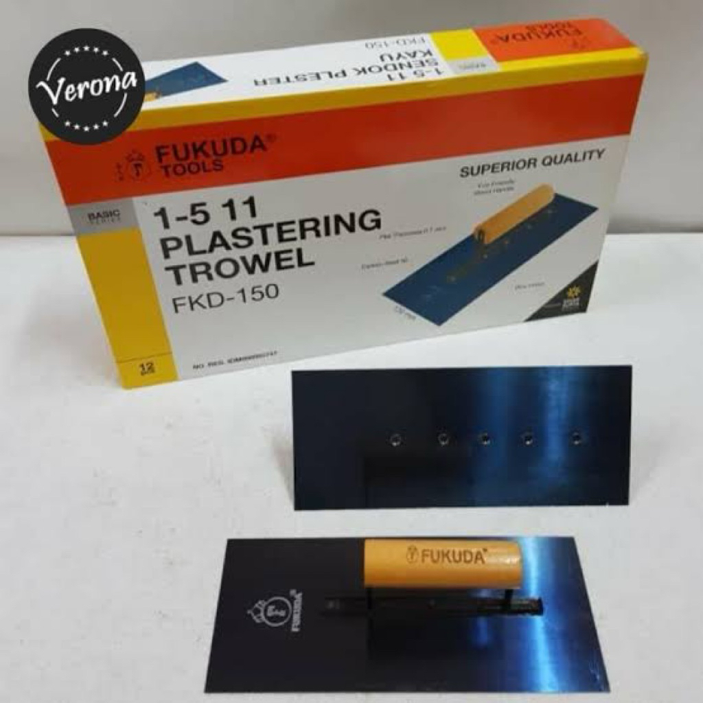 cetok trowel coraltex fukuda gagang kayu polos 11”/ trowel papak gagang kayu fukuda/ kasutan gg kayu