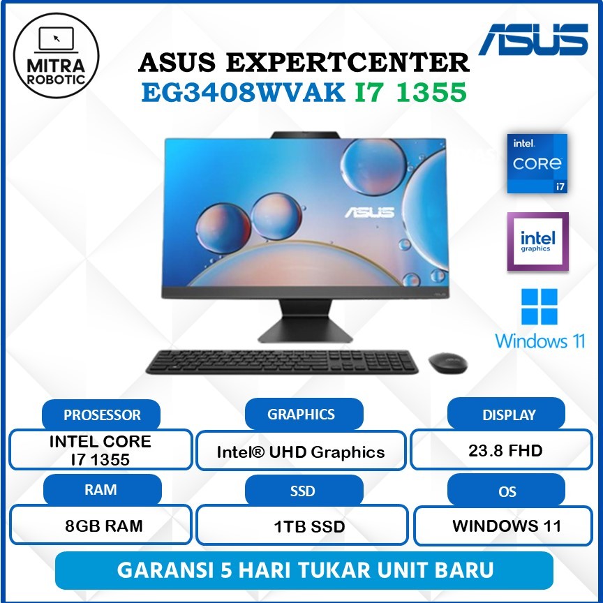 PC AIO Asus EXPERTCENTER EG3408WVAK Core I7 1355U 16GB SSD 512GB 23.8 FHD