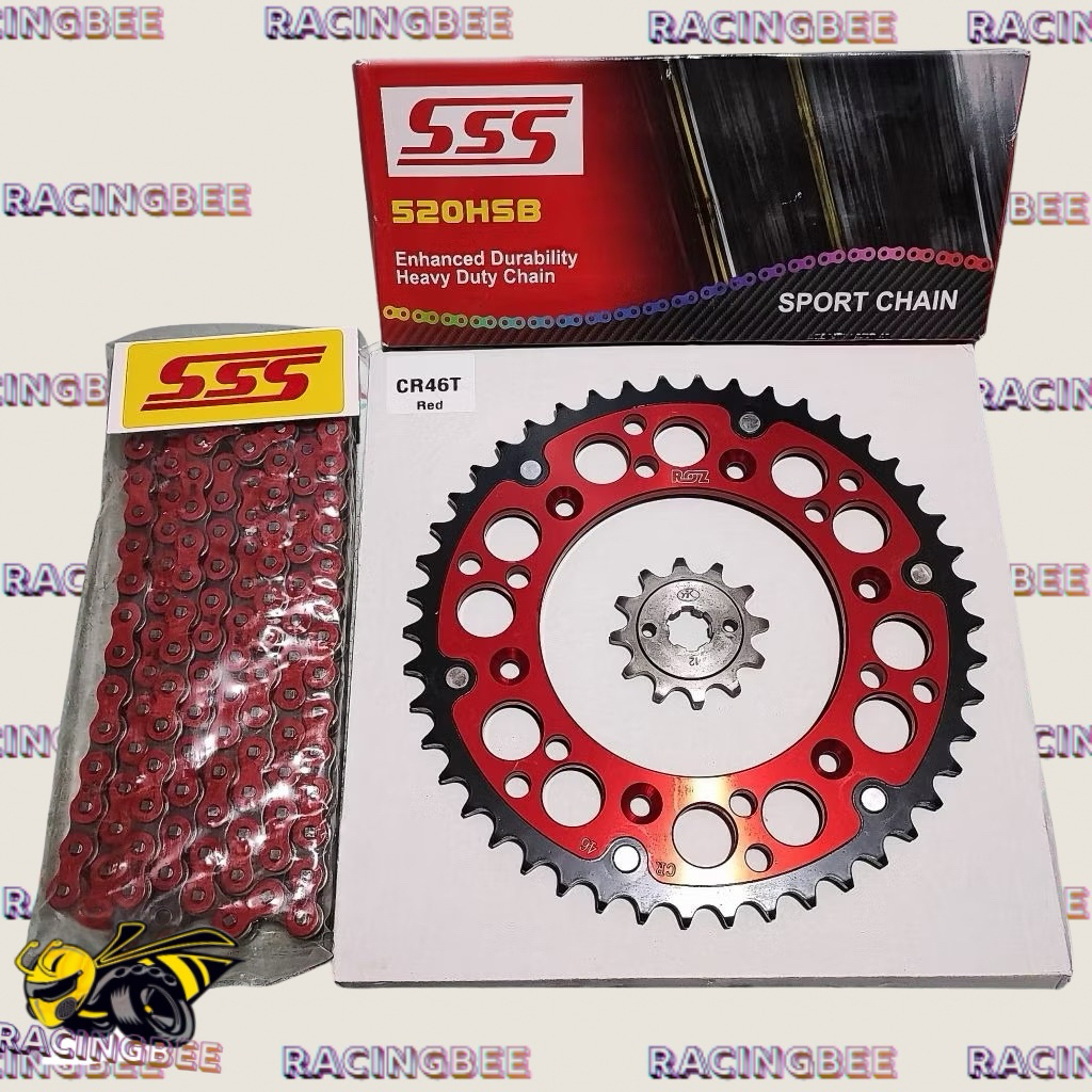 GEAR SET 520 ROZ CRF 150L CRF 230 CRF 250 GEAR SET 520 CRF 150L ROZ SET RANTAI SSS MERAH TRABAS SUPE