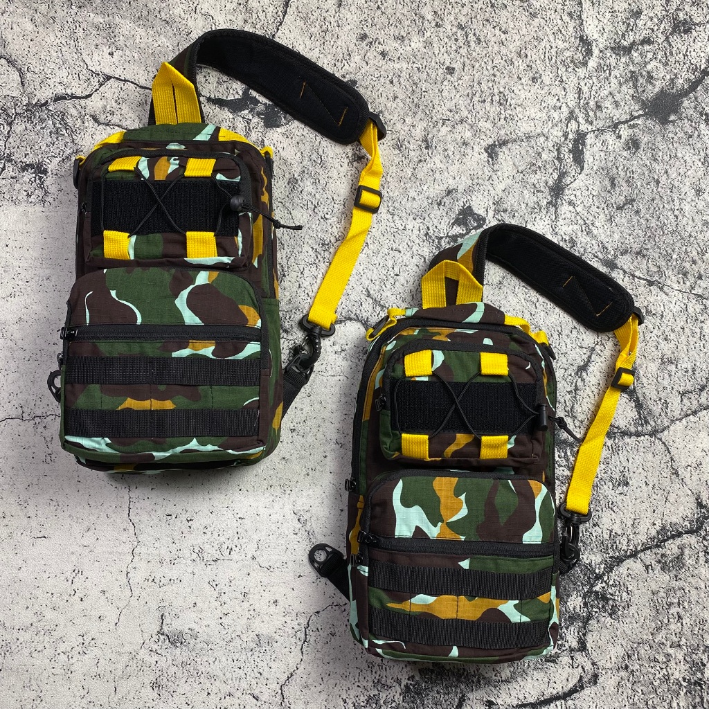 Tas Tactical Loreng PELOPOR BRIMOB Tas Slingbag List Kuning Tactical Tas Slempang Doreng BRIMOB POLR