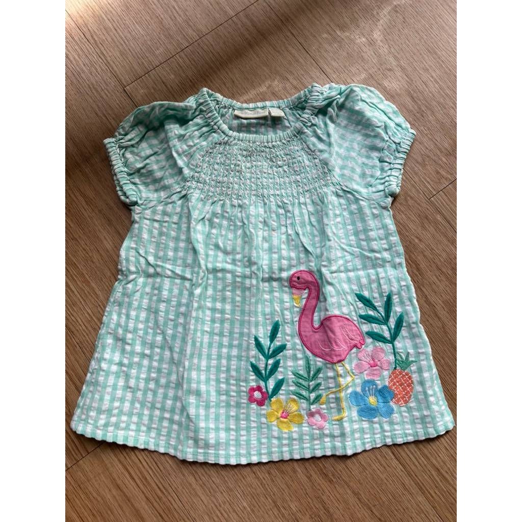 Jojo Maman Bebe Top Smocked Flamingo Mint Size 18-24M