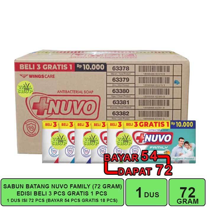 1 DUS ISI 72 PCS SABUN BATANG NUVO 72 GRAM