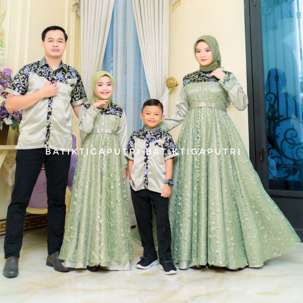 Moms_Syafa Gamis Raya Mutiara Dress Gamis Couple Keluarga Gamis Mutiara Brokat Gamis Couple Keluarga