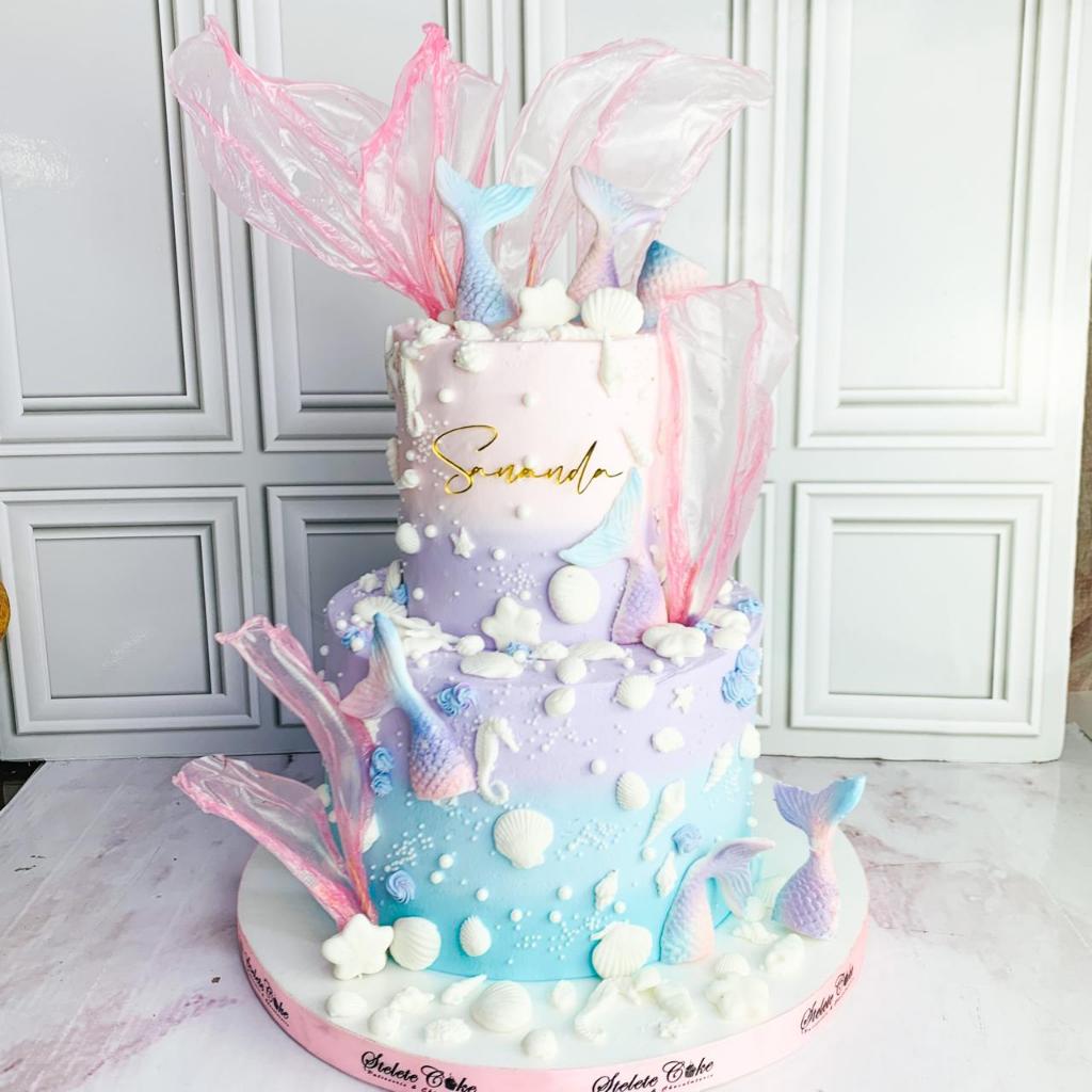 Kue Ulang tahun/Birthday Cake/Kue Ultah Tema Mermaid/Kue mermaid 2 Tingkat