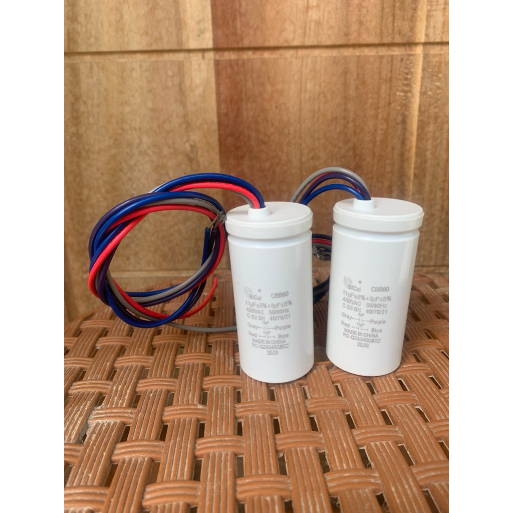 CAPASITOR MESIN CUCI SHARP 11+3Uf CBB60 BiCai ORIGINAL
