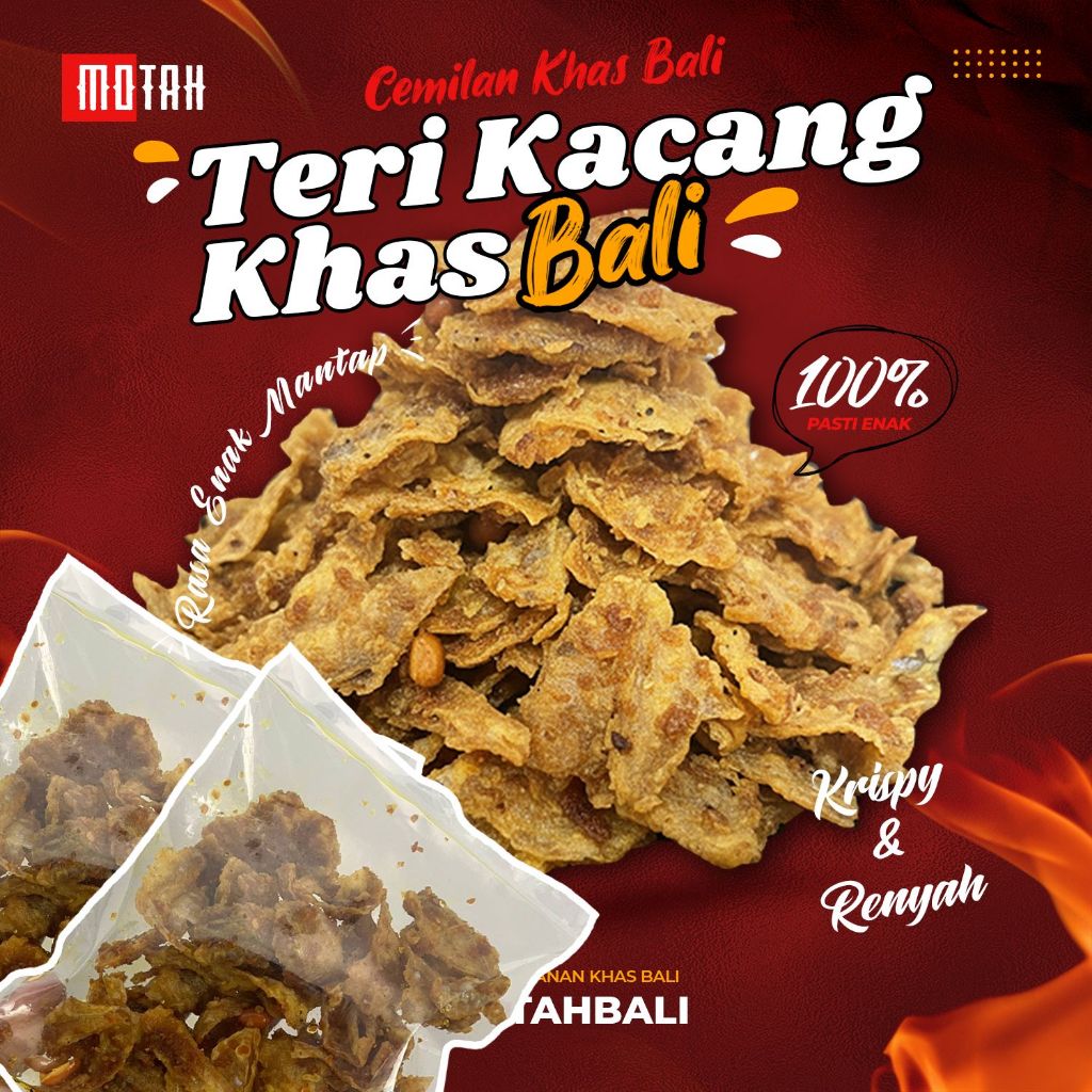 Cemilan Teri Kacang Khas Bali 1kg/ Teri Goreng Bumbu Bali 1000gr/ Gerang Goreng Bumbu Genep / MOTAH 