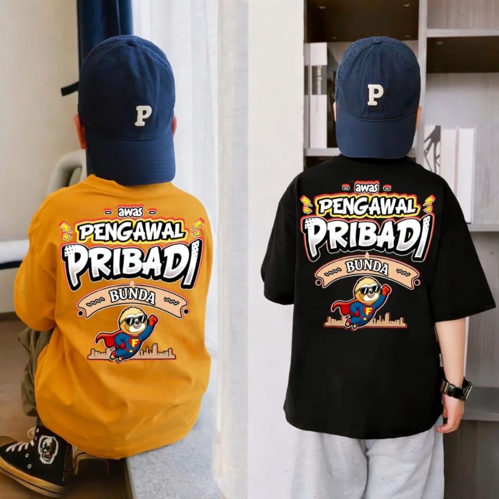 baju anak kata kata pengawal pribadi bunda gambar depan belakang unisex