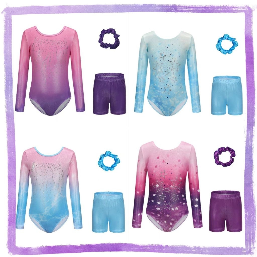 (READY STOCK 188) Leotard Senam, Gymnastic, Ritmik dan Ice Skating anak perempuan 5-16 tahun, baju g