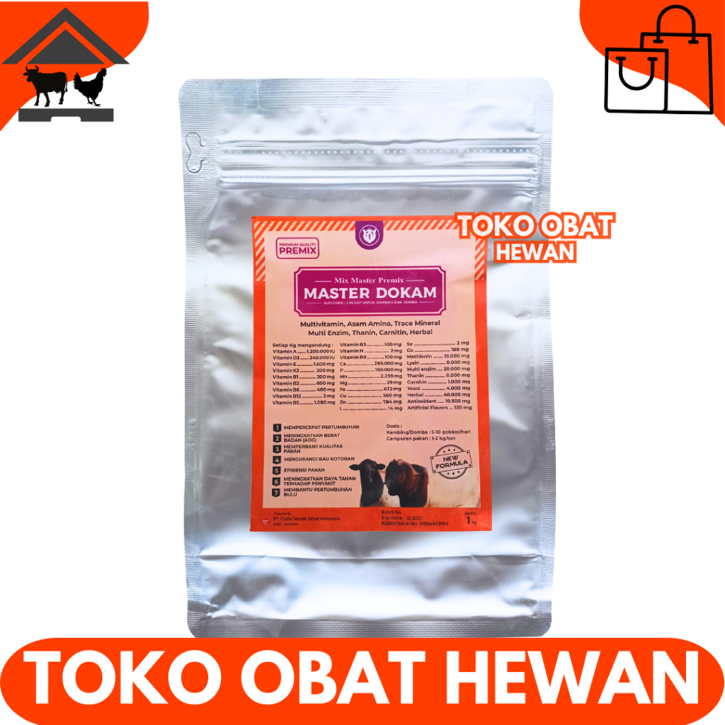 PREMIX DOMBA KAMBING MASTER DOKAM 1 KG - Premix Pemacu Pertumbuhan & Penggemukan Kambing Domba