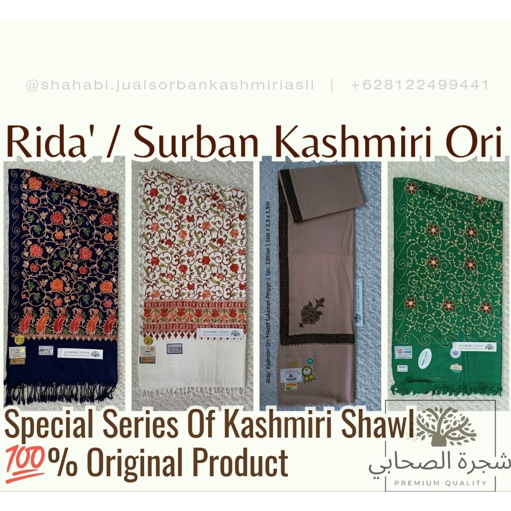 Sorban Kashmiri Habib Sulam Floral Asli / Kashmiri Motif Langka / Sorban Kashmiri Asli