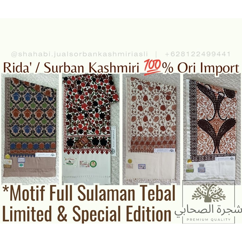 Terlaris | Surban Rida' Kashmiri motif Sulam Limited series / Sorban Kashmiri India Ori / Surban Hab