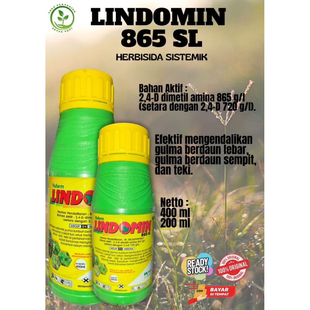 Herbisida LINDOMIN 856 SL 400ml-200ml Dimetil Amina Pengendali Gulma Selektif Tanaman Padi Dan Tebu 