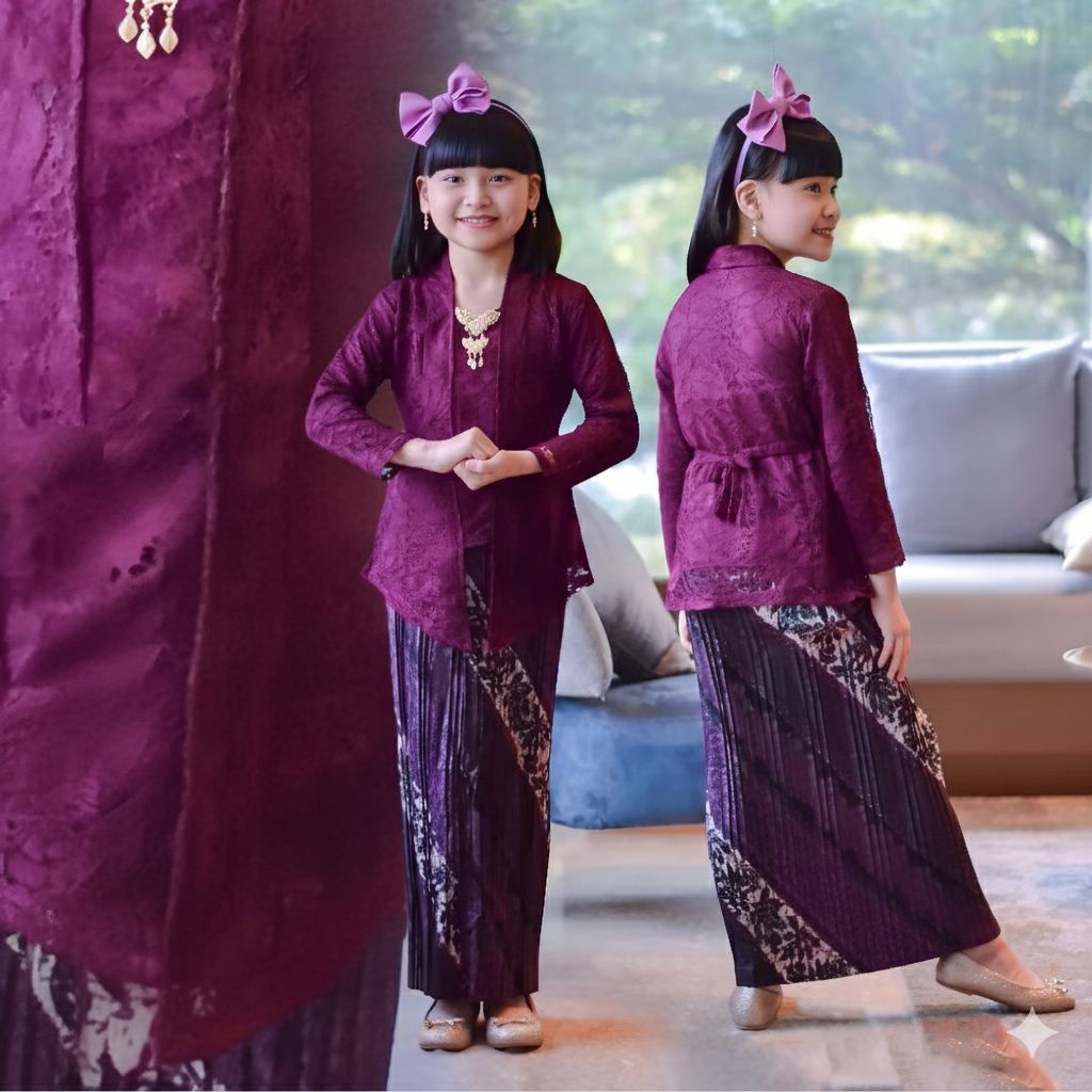 Setelan Kebaya Anak Brokat 5-14 Tahun Premium kebaya kutu baru Anak Brokat // Kebaya