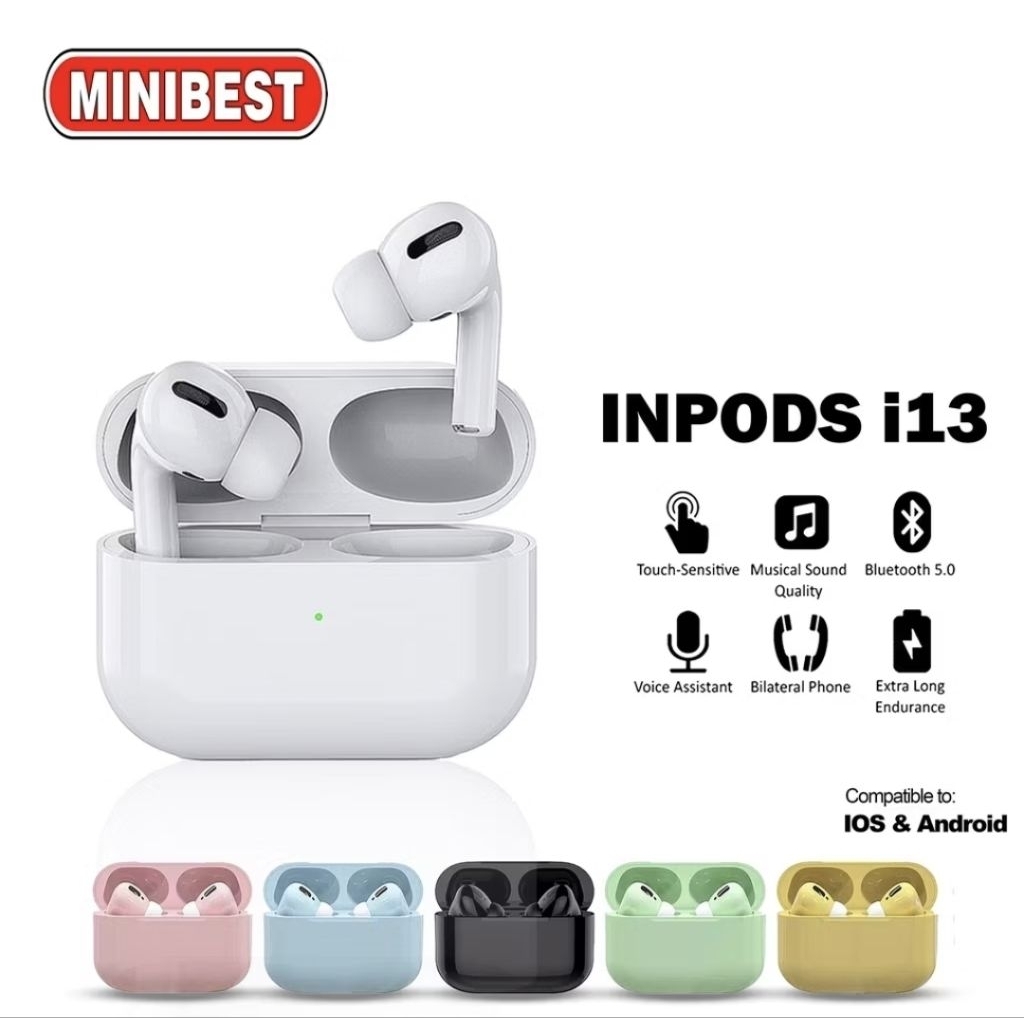Headset Bluetooth Nirkabel Macaron I13 Pro