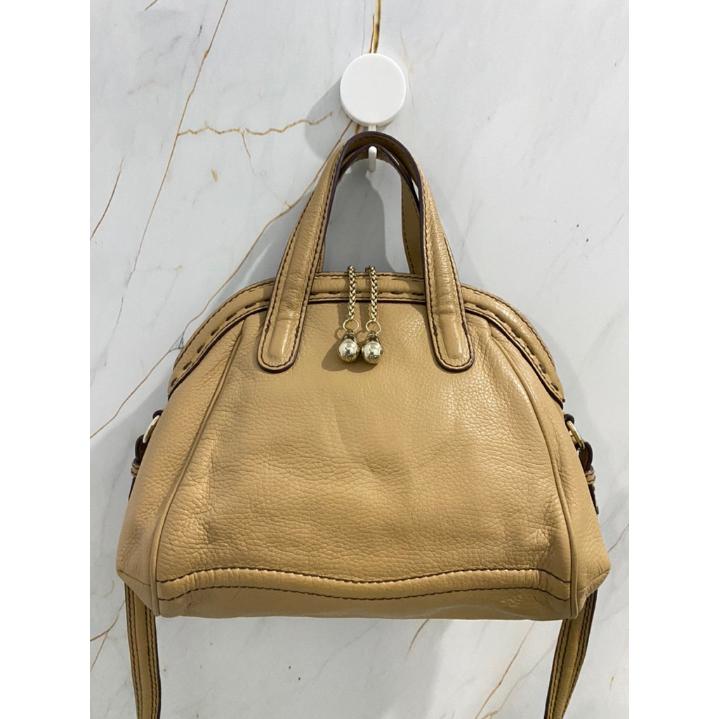 LANCEL—Sac Lancel La Charmeuse Cuir Beige