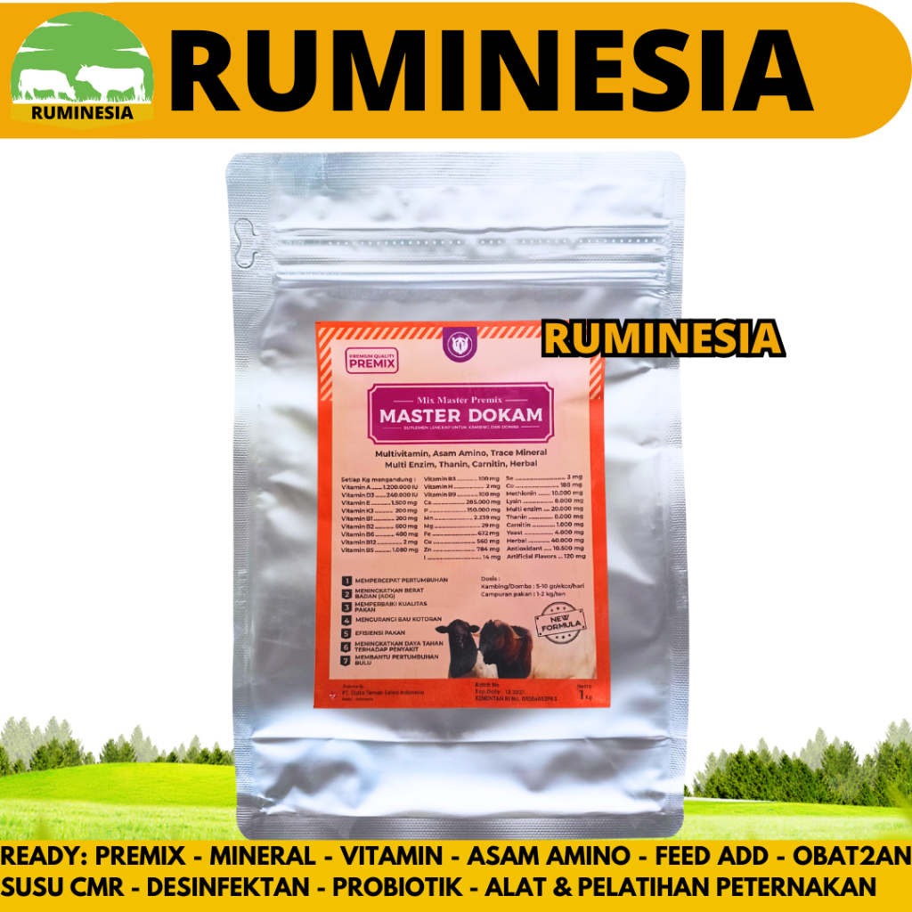 PREMIX DOMBA KAMBING MASTER DOKAM 1 KG - Premix Pemacu Pertumbuhan & Penggemukan Kambing Domba