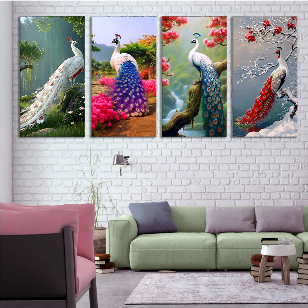 Hiasan Dinding Poster MDF Burung Merak 3D Aesthetic Wall Decor
