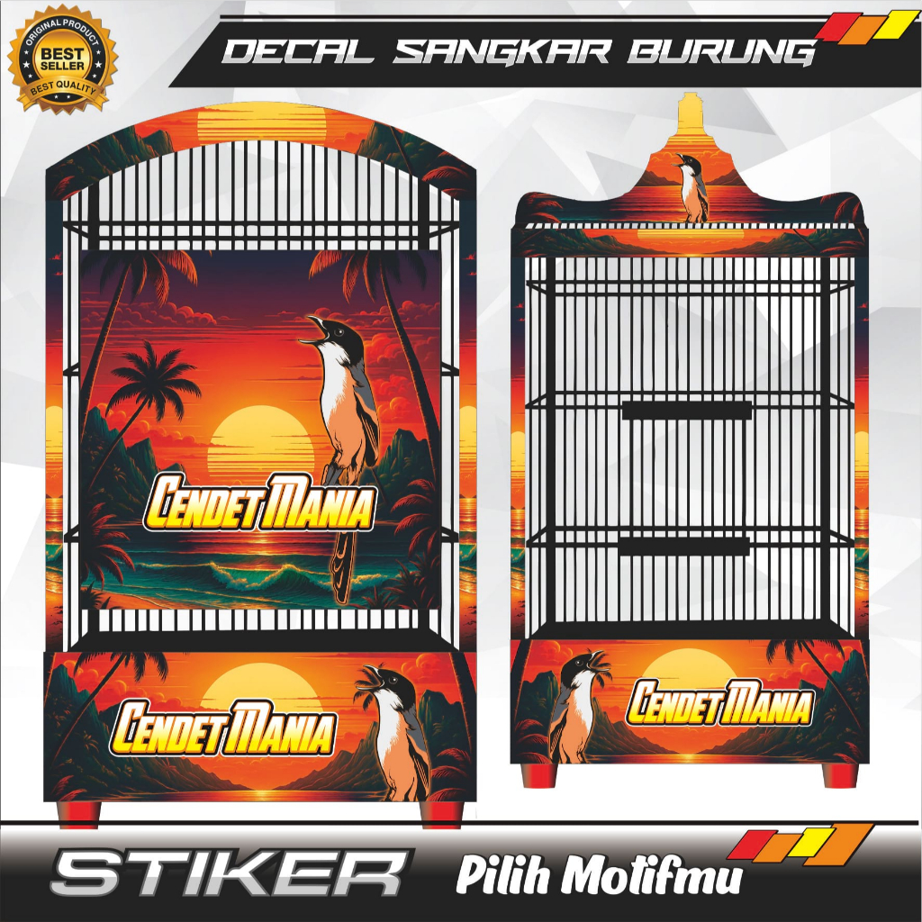STIKER sangkar burung DECAL custom anti air cucak ijo cendet kenari kacer jalak suren KANDANG KOTAK 