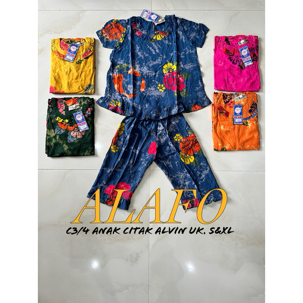 BAJU TIDUR NYAMAN C3/4 ANAK UK.S-XL BATIK ALVIN CITAK