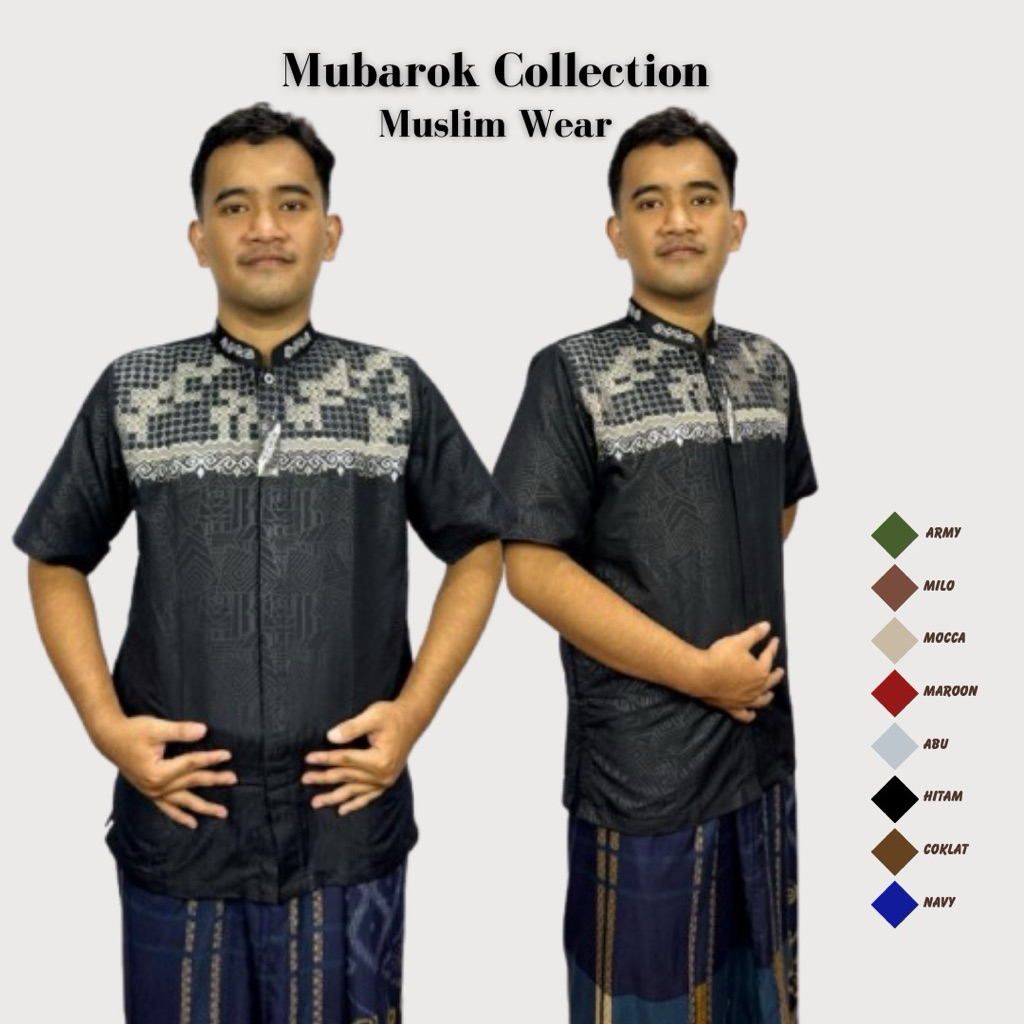 baju koko embos lengan pendek motip bordir tebaru baju koko taqwa Mubarok collection