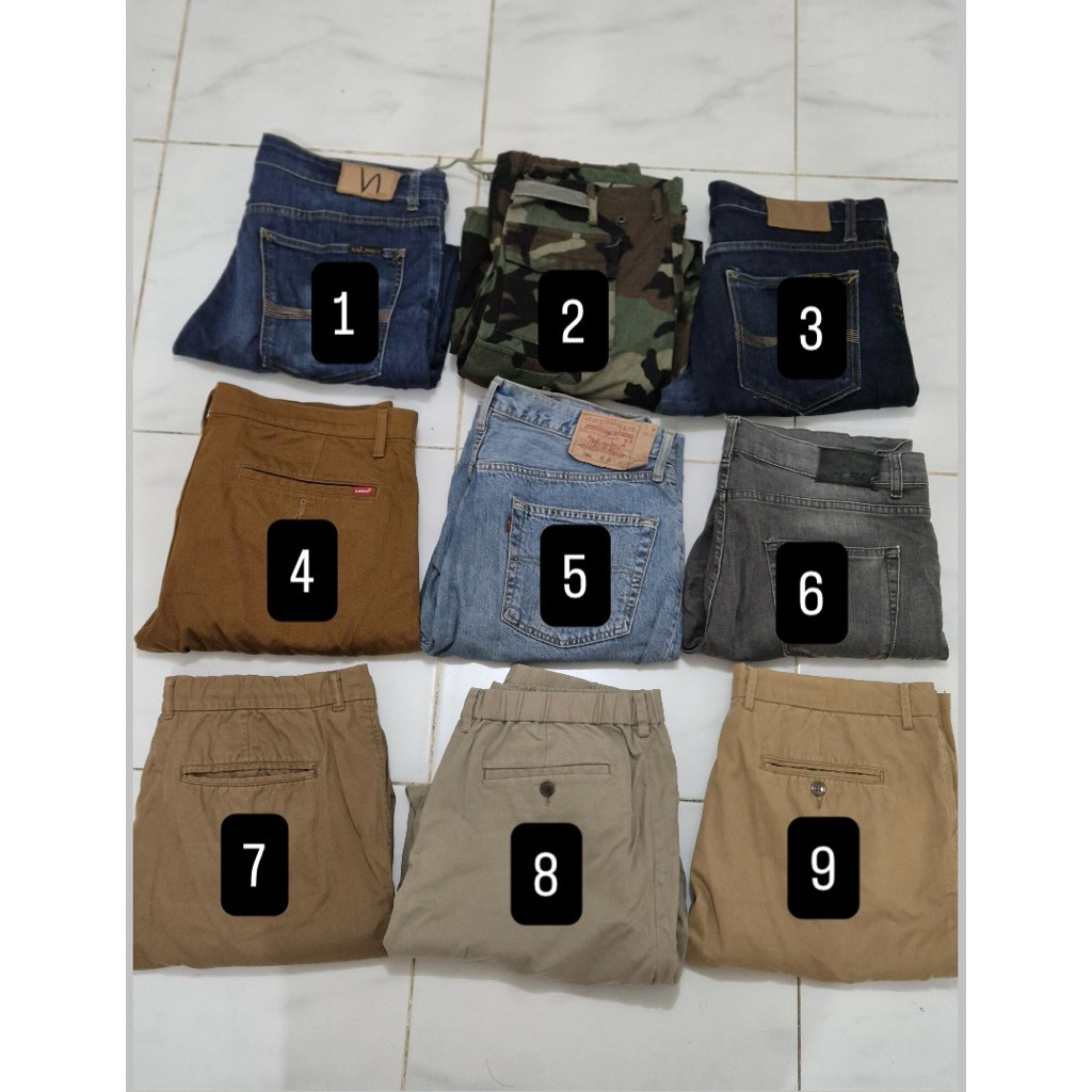 Preloved Jeans, Jorts, Jogger dan Celana Loreng Army