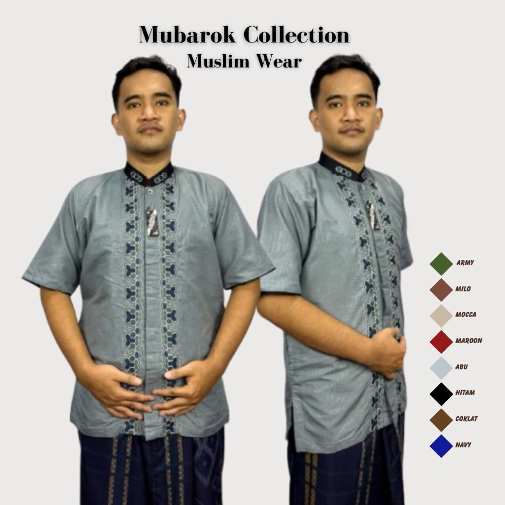 baju koko embos lengan pendek motip bordir tebaru baju koko taqwa Mubarok collection