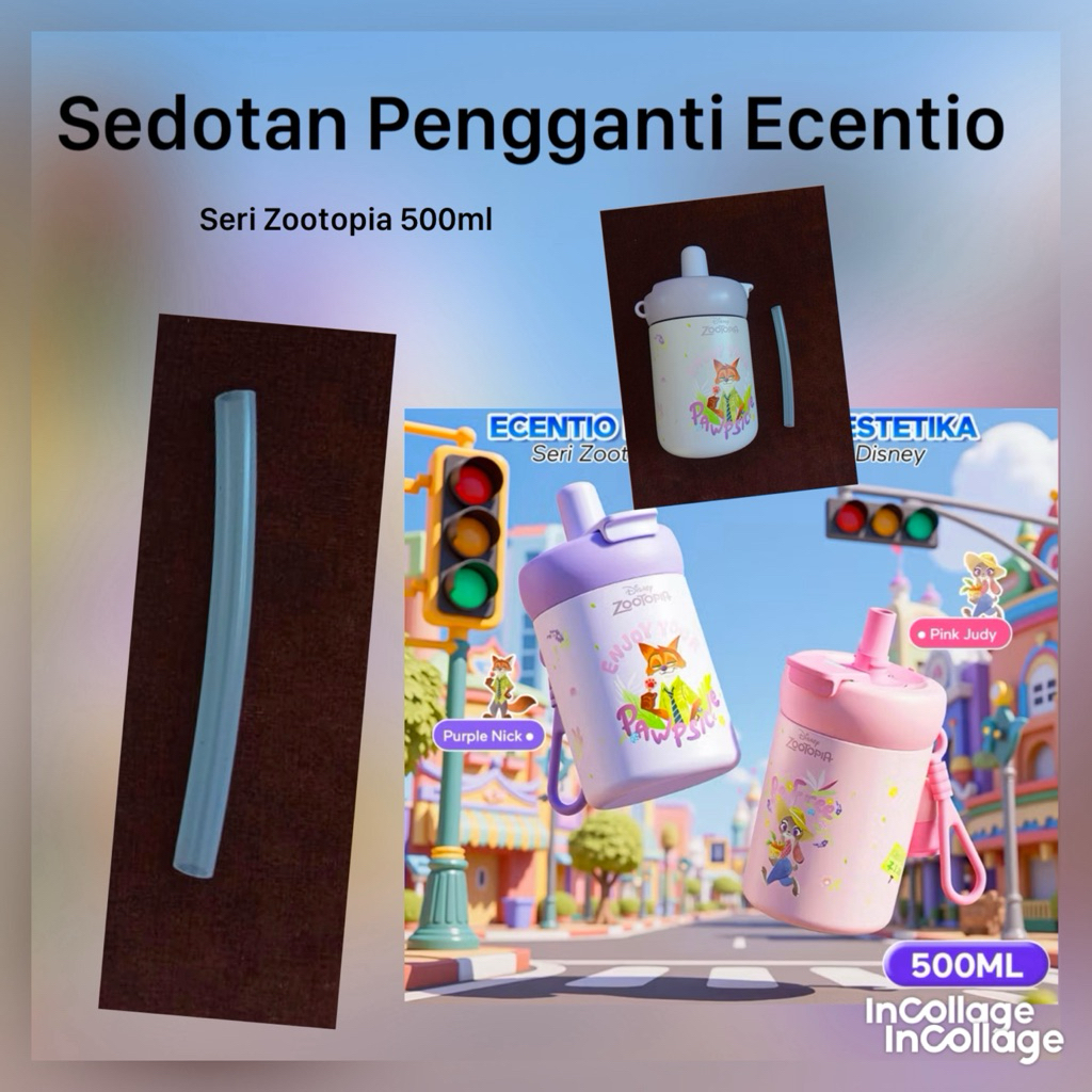 SEDOTAN PENGGANTI SAJA , Sedotan Ecentio Zootopia Series 500ml Tumbler anak