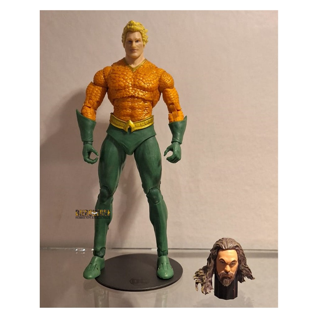 MCFARLANE TOYS DC MULTIVERSE 7in LOOSE SET: BODY AQUAMAN JL ENDLESS WINTER + HS AQUAMAN DC CLASSIC +