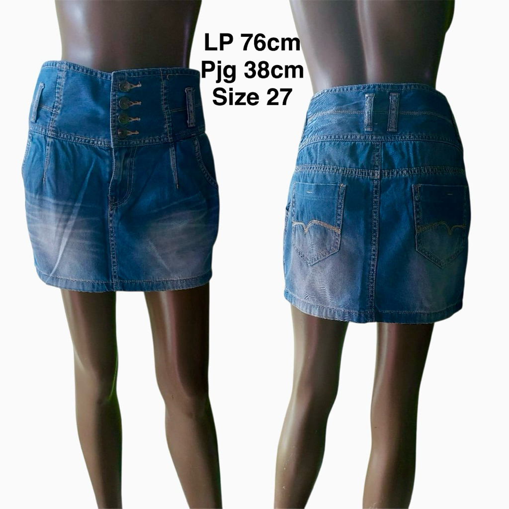 YISHION High waist denim mini skirt/rok mini jeans