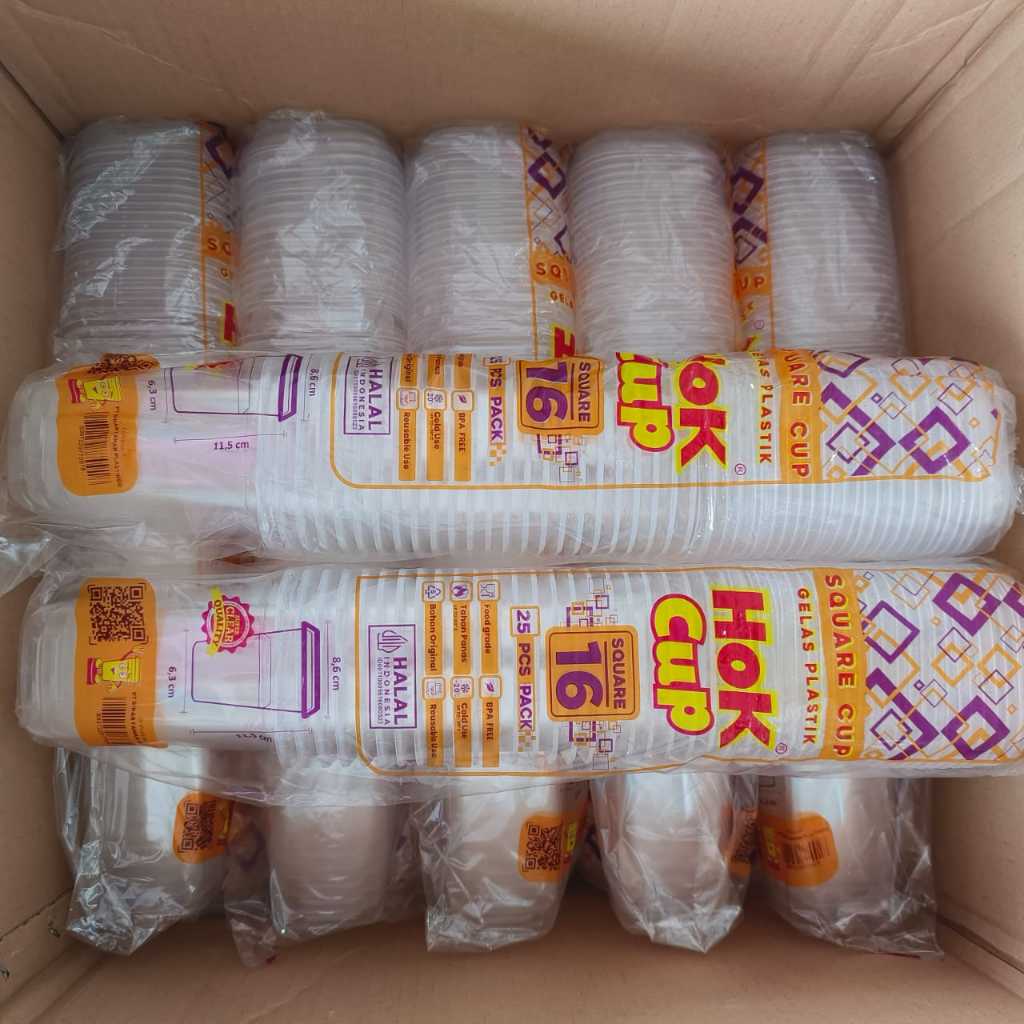 Gelas Cup plastik Square premium ukuran 22oz (ISI 25 PCS) GELAS PLASTIK SQUARE + TUTUP GELAS OZ
