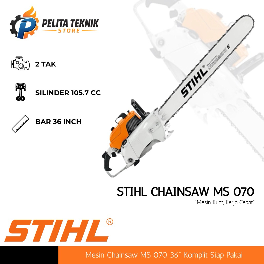 STIHL MS 070 Chainsaw 36 Inch, Bar dan Rantai Komplit