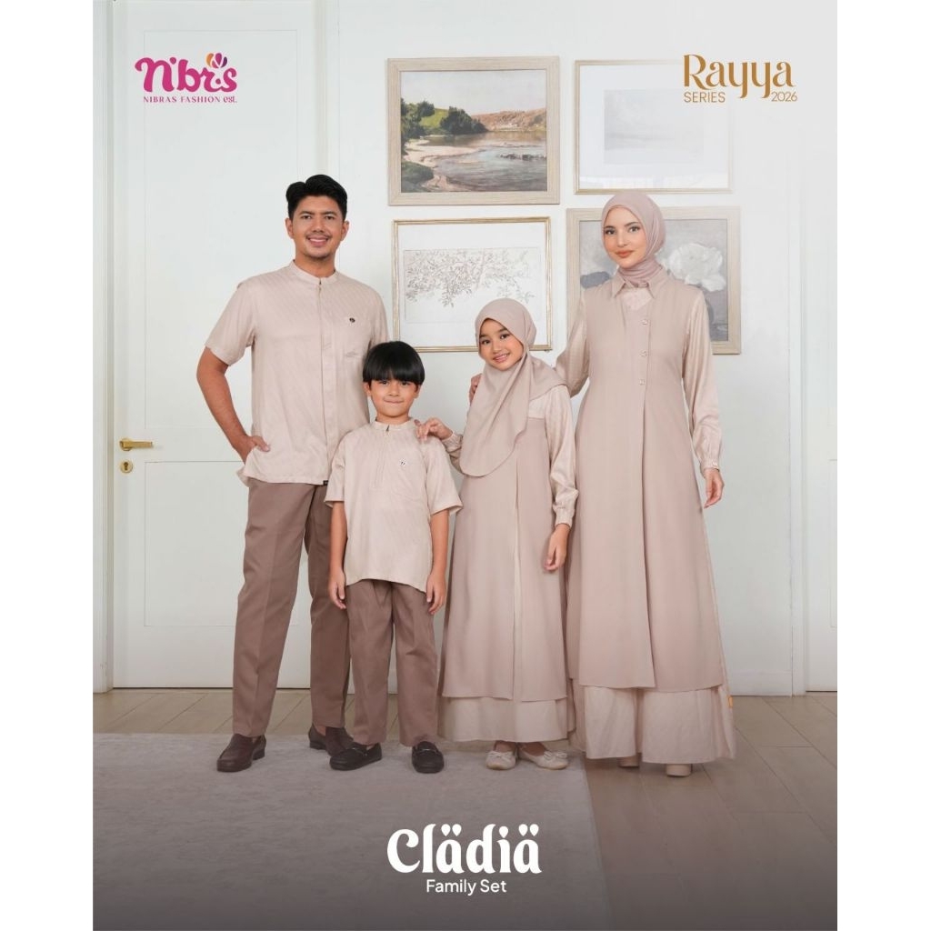 Sarimbit Lebaran NIBRAS CLADIA CREAM/Family Set | Baju Couple Keluarga Ayah Ibu Anak