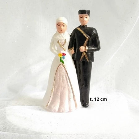 Hiasan Kue Cake Topper Patung Pengantin Jawa Hijab Pengantin Muslim Mainan Hiasan Roti