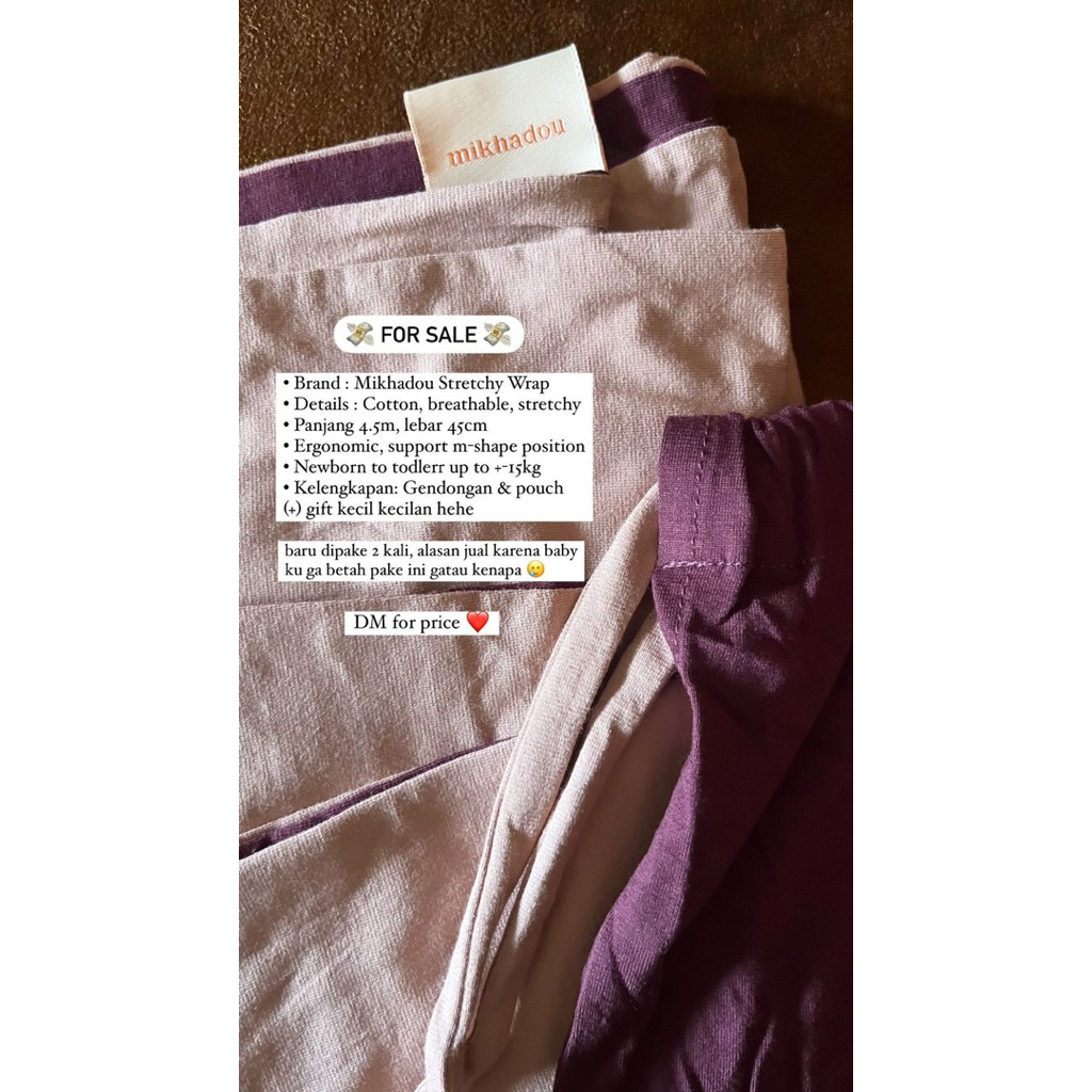 preloved like new gendongan bayi baby wrap instan MIKHADOU jarik mshape ssc travel