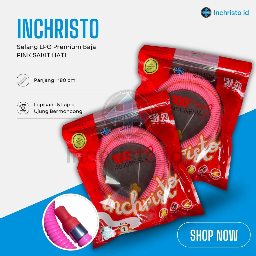 INCHRISTO SELANG BAJA PREMIUM | SELANG BAJA PINK MERAH MUDA | SELANG GAS LPG ANTI RETAK