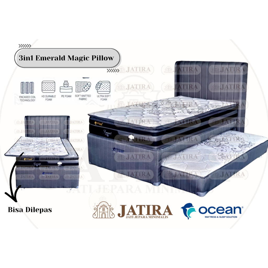 Bed Sorong 3 in 1 Emerald Ocean | Bed Sorong Matras Kasur Anak Ocean Murah Palembang