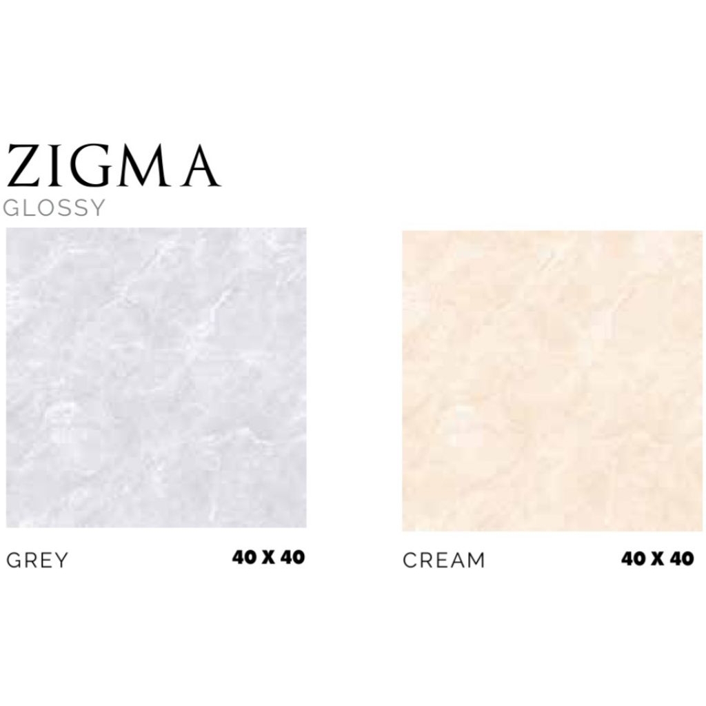 Keramik Merk Asia Tile Zigma Cream/Grey ukuran 40x40 cm/30x30 cm tekstur Glossy