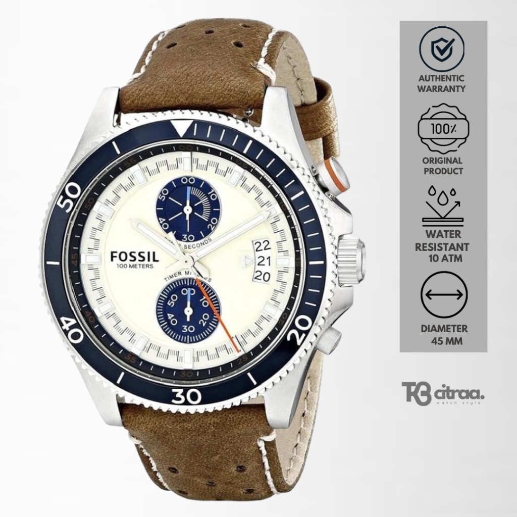 Jam Tangan Pria Fossil Wakefield Chronograph Kulit Sporty Casual Original CH2951
