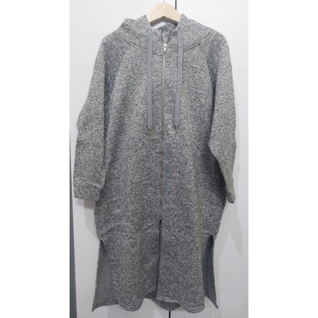 Jaket Hoodie wool abu