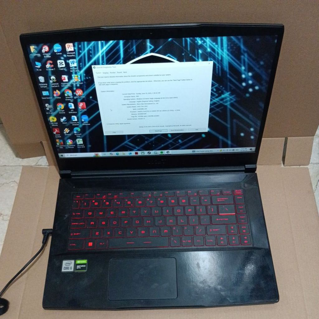 LAPTOP MSI GF63 THIN CORE I5 10500H RAM 8GB SSD 256 GTX 1650