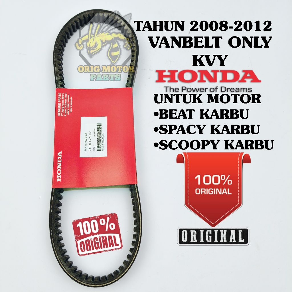 VANBELT V-BELT ORIGINAL KVY HONDA BEAT KARBU /SCOOPY KARBU /SPACY KARBU /BEAT LAMA ASLI HONDA AHM