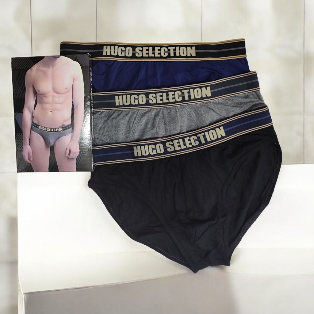 PAPIO - [3 PCS] Celana dalam pria laki-laki HUGO SELECTION/HUGO BLACK Size M- XL