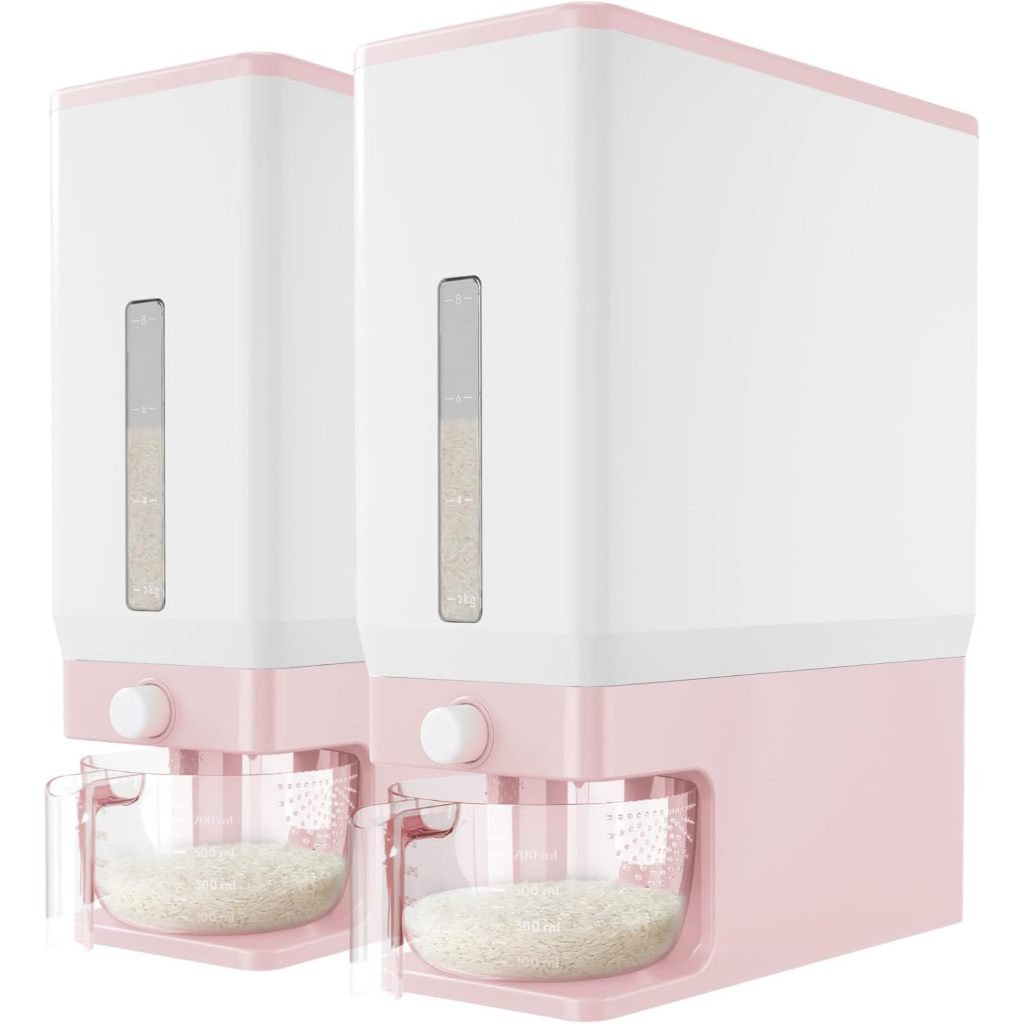 Lifewit 2 Pack Rice Dispenser 25 Lbs(11.3kg), Rice Storage Container Sealed Moisture Proof