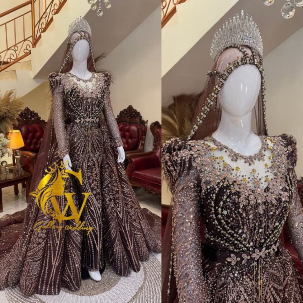 Gaun slim pengantin | Gaun pengantin slim ekor | Gaun pengantin wedding