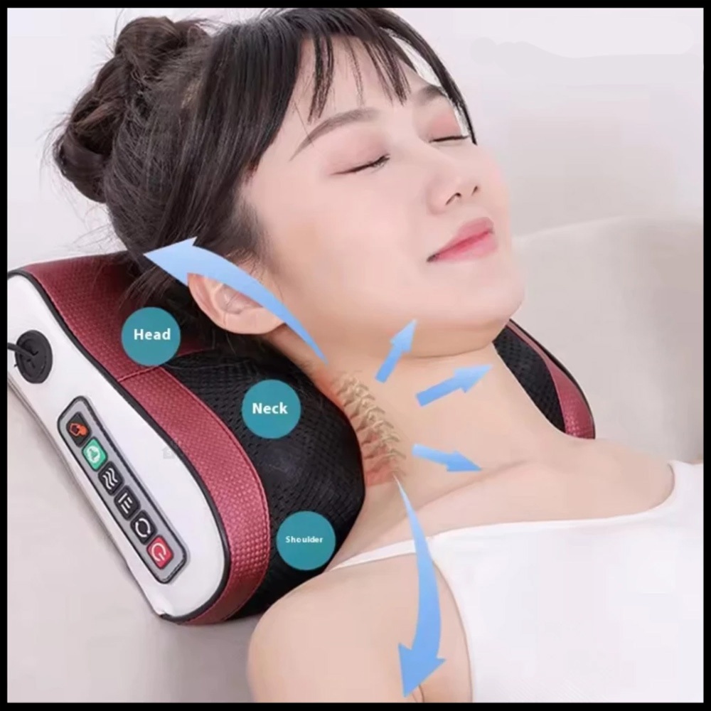 Bantal Pijat 8 Bola Massage Pillow Bantal Pijat Leher Punggung Portable