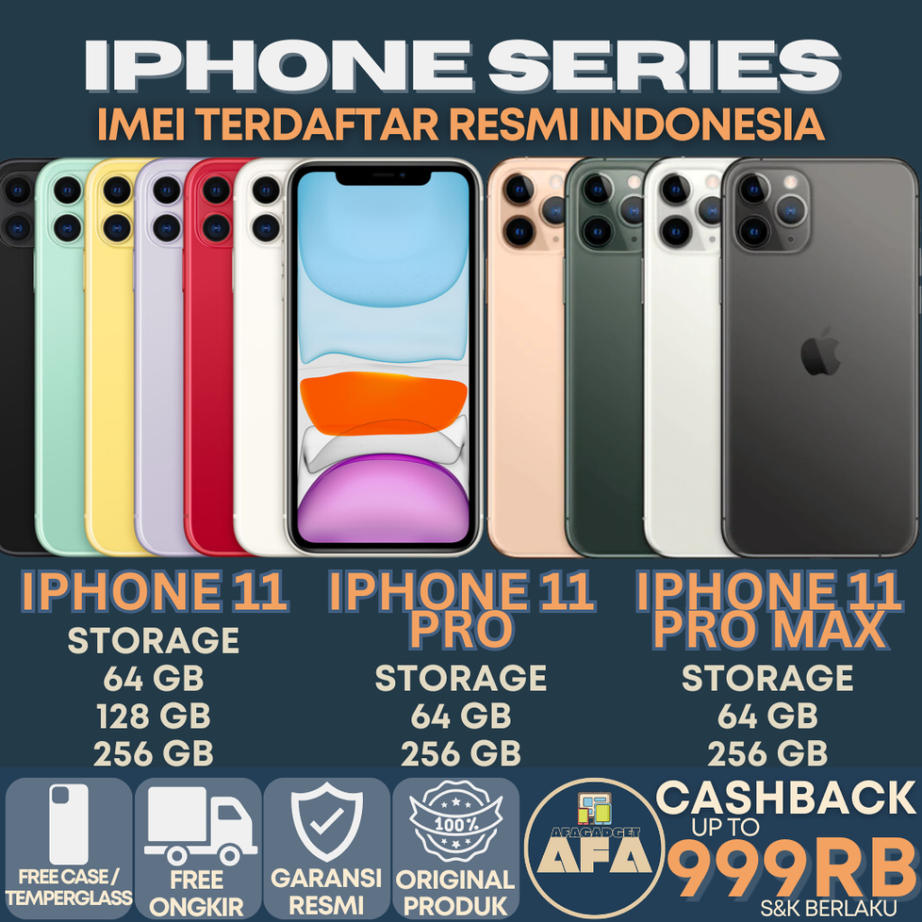 iPhonee 11 | 11 Pro Max 256GB 128GB 64GB | Second Original Fullset Garansi Resmi Indonesia